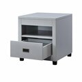 Homeroots 24 in. Square End Table with Drawer & Shelf Dove Gray 486397